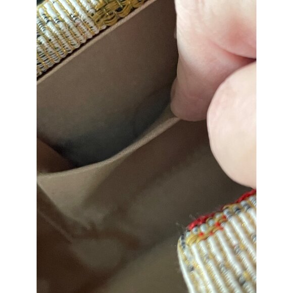 Tapestry Handbag Elegantly Beaded in Multicolors With Applied Vinyl Flower - Picture 10 of 10